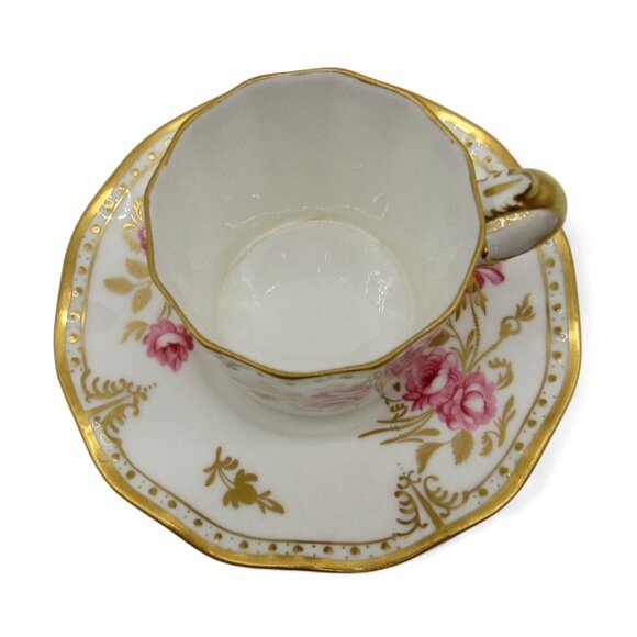 Royal CROWN DERBY Pinxton Pink Roses Cup And Saucer A1155 England Vintage - Picture 2 of 12